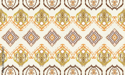 Hand draw Ikat African Ikat floral paisley embroidery.geometric ethnic oriental pattern traditional.Aztec style abstract vector illustration.great for textiles, banners, wallpapers, wrapping vector.
