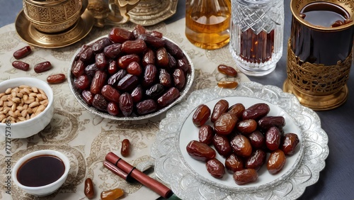 amadan Reflections: Iftar Essentials with Dates, Tasbeeh, and Qur'an photo