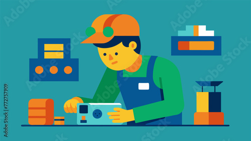 A worker carefully embling a prototype using various components and tools showcasing the meticulous attention to detail needed for successful