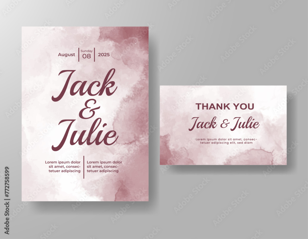 Wedding invitation with abstract watercolor background Wedding invitation with abstract watercolor background