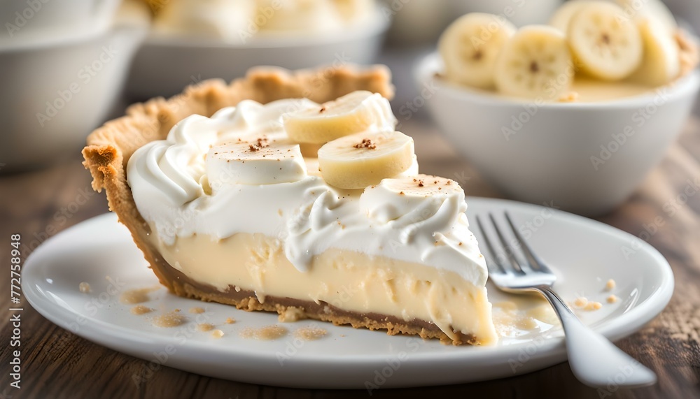 piece of banana cream pie on a plate