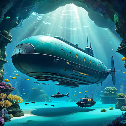 Wallpaper Mural Airplane soaring above sea and sky amidst various modes of transport Torontodigital.ca