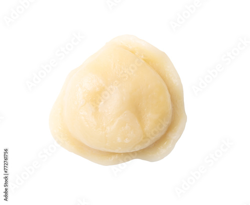 Boiled dumplings isolated on white background. Top view