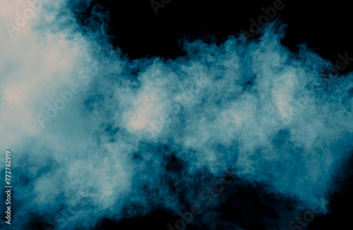 Blue smoke isolated black background