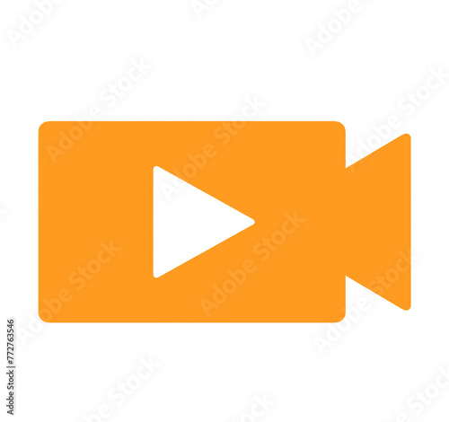 シンプルなオレンジ色のビデオカメラのアイコン 