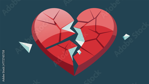 A cracked glass heart with pieces falling out symbolizing the pain and brokenness caused by ongoing family conflicts and tension.