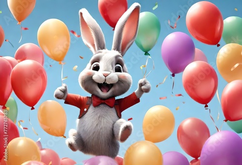 rabbit with balloons