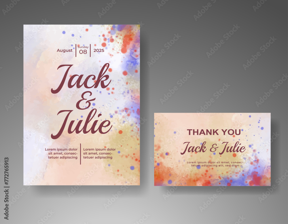 Wedding invitation with abstract watercolor background Wedding invitation with abstract watercolor background