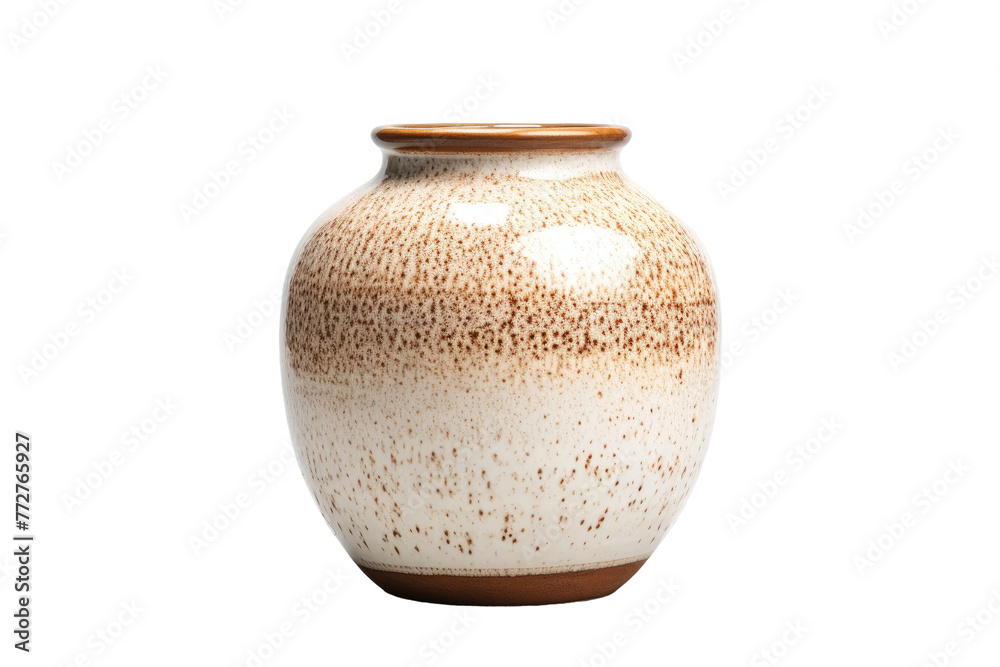 Elegance in Contrast: White and Brown Vase Adorning Table. On a Clear PNG or White Background.