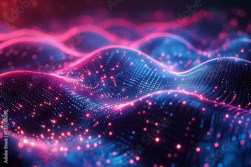 Wave of data, backdrop, futuristic, glowing, motion