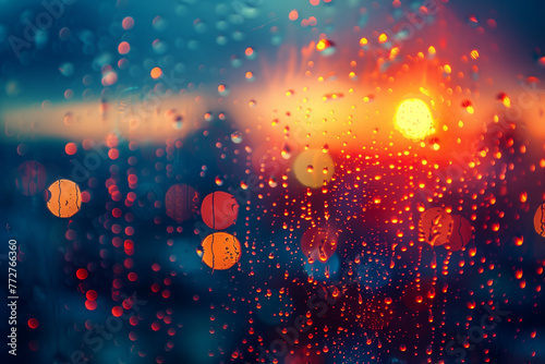 Raindrops on window, shiny, night, defocused, circle