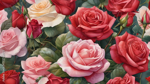 Illustration of beautiful roses, AI generated