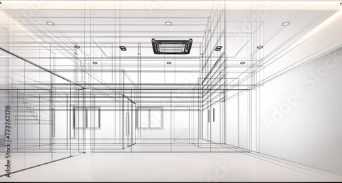modern empty room interior design, 3d rendering