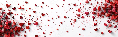 Red Hearts Confetti Background for Valentine or Celebrations - Isolated on Transparency or White - PNG