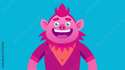 A bright pink representing extraversion with exaggerated facial expressions and animated body language expressing a naturally outgoing and
