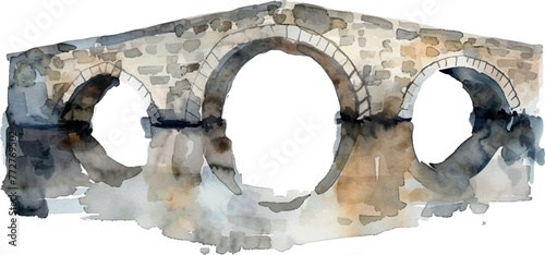 watercolor background illustration stone bridge 