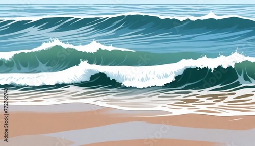 digital painting A pattern of gentle waves washing (15)