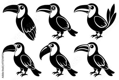 6-different-toucan-icon-vector-illustration