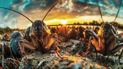 Several individuals surfing on a large ocean wave