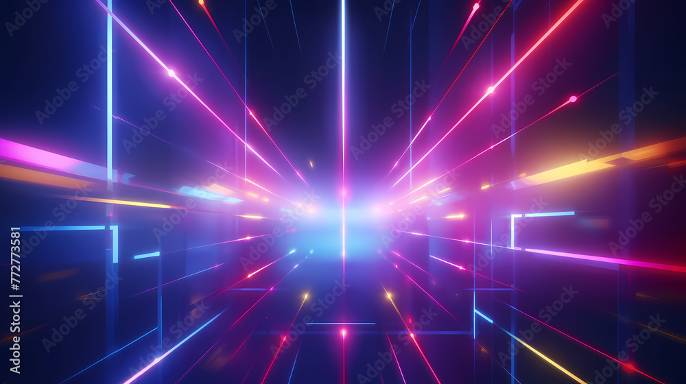 Fototapeta premium 3D rendering abstract background and colorfulneon lights