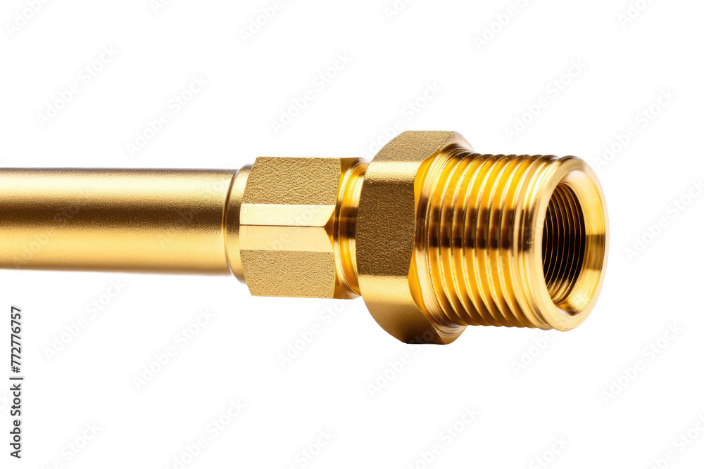 Sparkling Sunburst: Elegant Brass Plated Hose Fitting. On a Clear PNG or White Background. Sparkling Sunburst: Elegant Brass Plated Hose Fitting. On a Clear PNG or White Background.