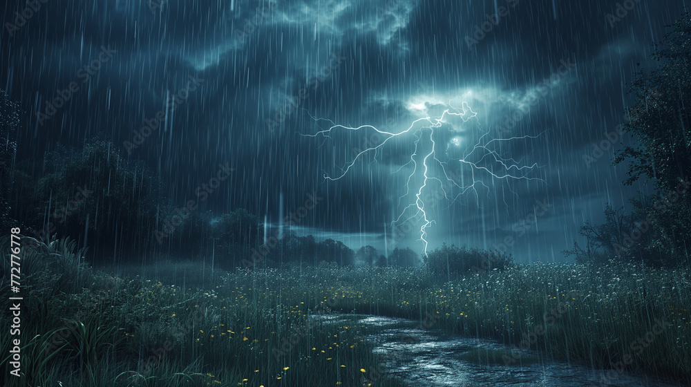 Obraz premium lightning strikes in the storm