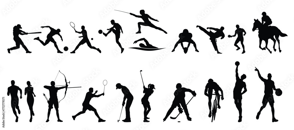 Naklejka premium Athlete. Silhouette of an athlete or a person playing a sport on a white background. Vector illustration.