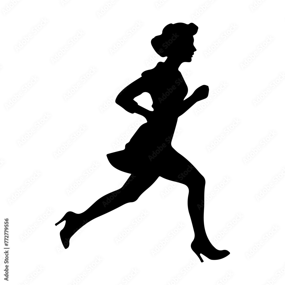 Woman running vector silhouette