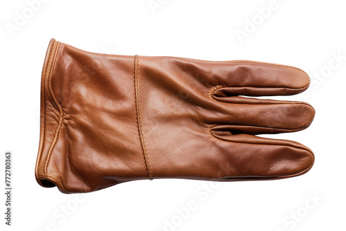 Elegance in Leather: A Pair of Brown Gloves on White. On a Clear PNG or White Background.