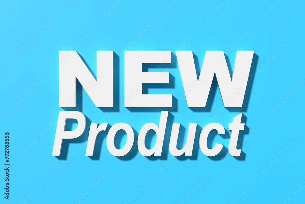The word new product on blue background.