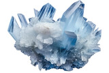 Azure Crystalline Cluster Gleaming in Contrast. On a Clear PNG or White Background.