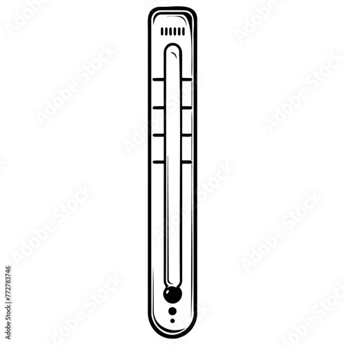 Thermometer Temperature, Weather icon, simple vector svg illustration, hand drawn black and white, isolated on white background