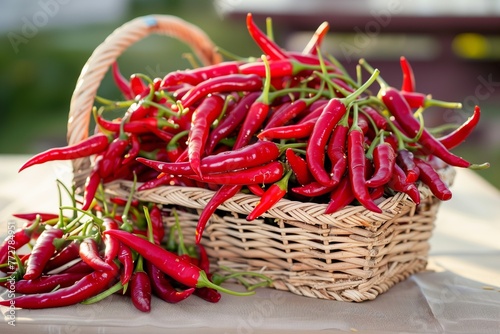 basket filled with freshly picked chili peppers