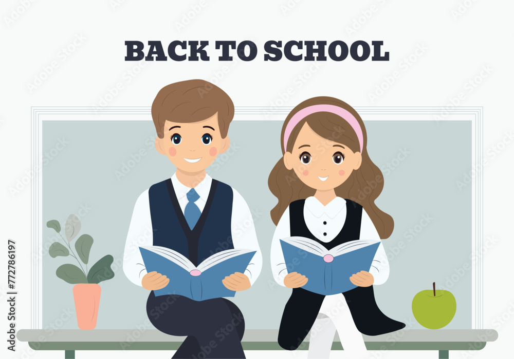 Pupils with books vector illustration. Back to school Pupils with books vector illustration. Back to school