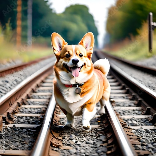 dog on railroad