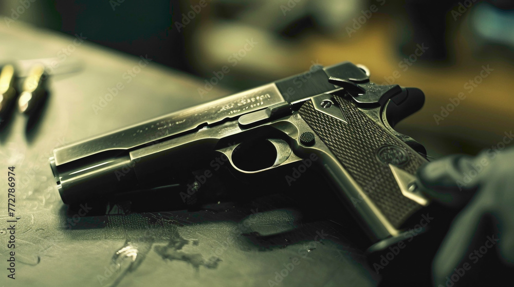 Unique pistols wallpaper. Hand gun with ammunition on dark background ...