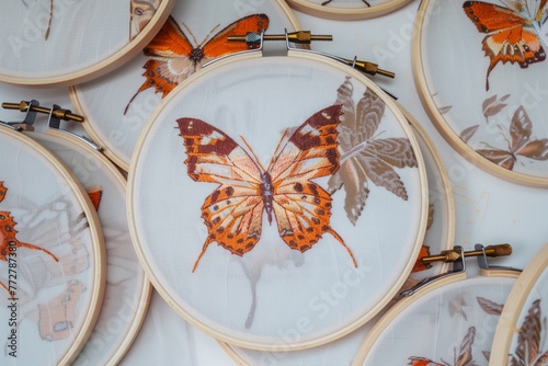 varioussized hoops with progressing stages of a butterfly design photo