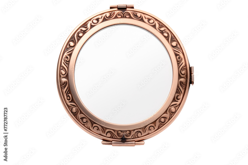 Reflective Symmetry: A Close-Up of a Mirror. On a Clear PNG or White Background. Reflective Symmetry: A Close-Up of a Mirror. On a Clear PNG or White Background.