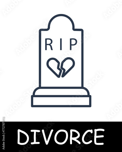 Grave line icon. Oath, divorce, marriage, court, husband, wife, quarrel, family. Black icons on a white background. Vector line icon for business and advertising