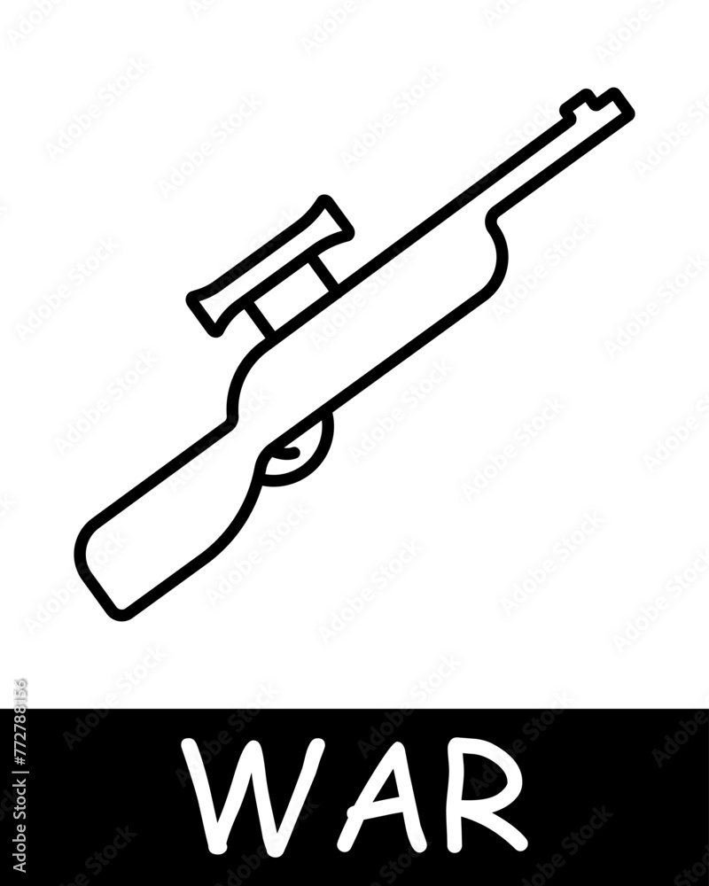 Sniper rifle line icon. Sight, optics, war, death, peace, weapons, victory, battle, pain, destruction, victims, conflict, trench. Vector line icon for business and advertising Sniper rifle line icon. Sight, optics, war, death, peace, weapons, victory, battle, pain, destruction, victims, conflict, trench. Vector line icon for business and advertising