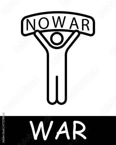 No war line icon. Protest, performance, war, death, peace, weapons, victory, battle, pain, destruction, victims, conflict, trench. Vector line icon for business and advertising