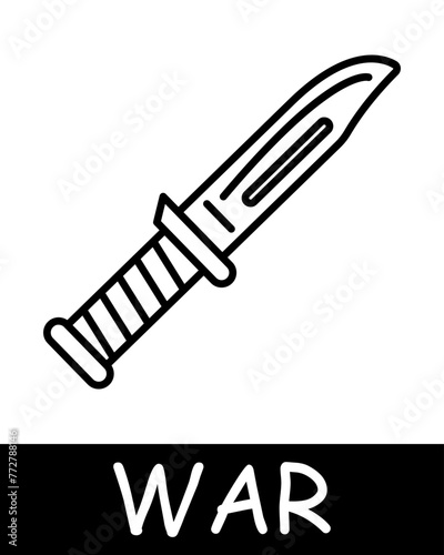 Knife line icon. Edged weapons, piercing cutting, war, death, peace, weapons, victory, battle, pain, destruction, victims, conflict, trench. Vector line icon for business and advertising