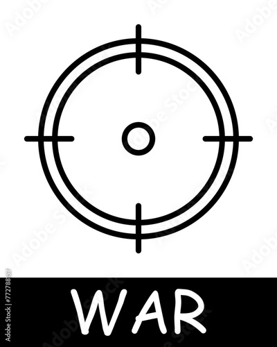 Sight line icon. Optics, distance, war, death, peace, weapons, victory, battle, pain, destruction, victims, conflict, trench. Vector line icon for business and advertising