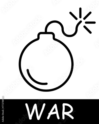 Boma line icon. Bombing, nuclear weapons, war, death, peace, weapons, victory, battle, pain, destruction, victims, conflict, trench. Vector line icon for business and advertising