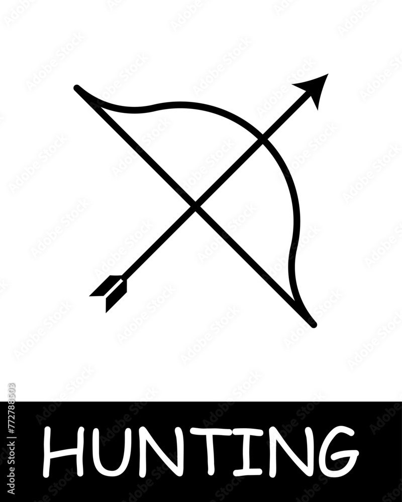 Bow line icon. Arrow, string, hunting, game, fishing, prey, forest, shot, hunting season, animal. Vector line icon for business and advertising Bow line icon. Arrow, string, hunting, game, fishing, prey, forest, shot, hunting season, animal. Vector line icon for business and advertising