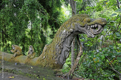 Dragon sculpture in Sacred Monkey Forest Sanctuary, Bali, Indonesia