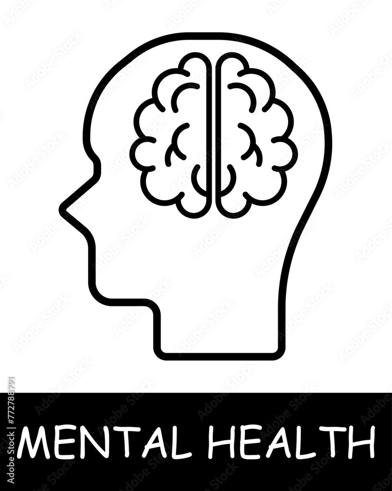 Brain line icon. Neurons, synoptic connections, mental health, psychology, emotional well-being, psychotherapy, stress, depression, well-being. Vector line icon for business and advertising