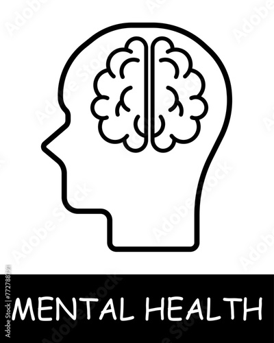 Brain line icon. Neurons, synoptic connections, mental health, psychology, emotional well-being, psychotherapy, stress, depression, well-being. Vector line icon for business and advertising