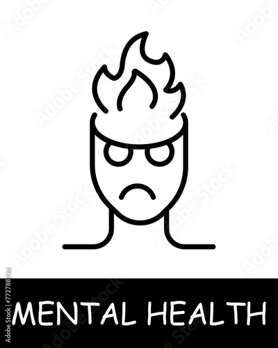 Man line icon. Fire, mental health, psychology, emotional well-being, psychotherapy, stress, depression, well-being. Vector line icon for business and advertising