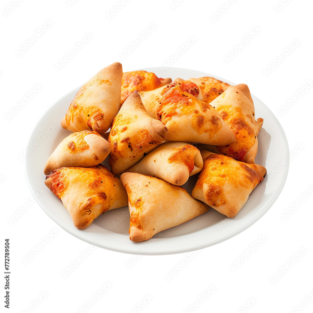 Pizza Roll on white plate, Spring Roll on white plate, transparent background Pizza Roll on white plate, Spring Roll on white plate, transparent background